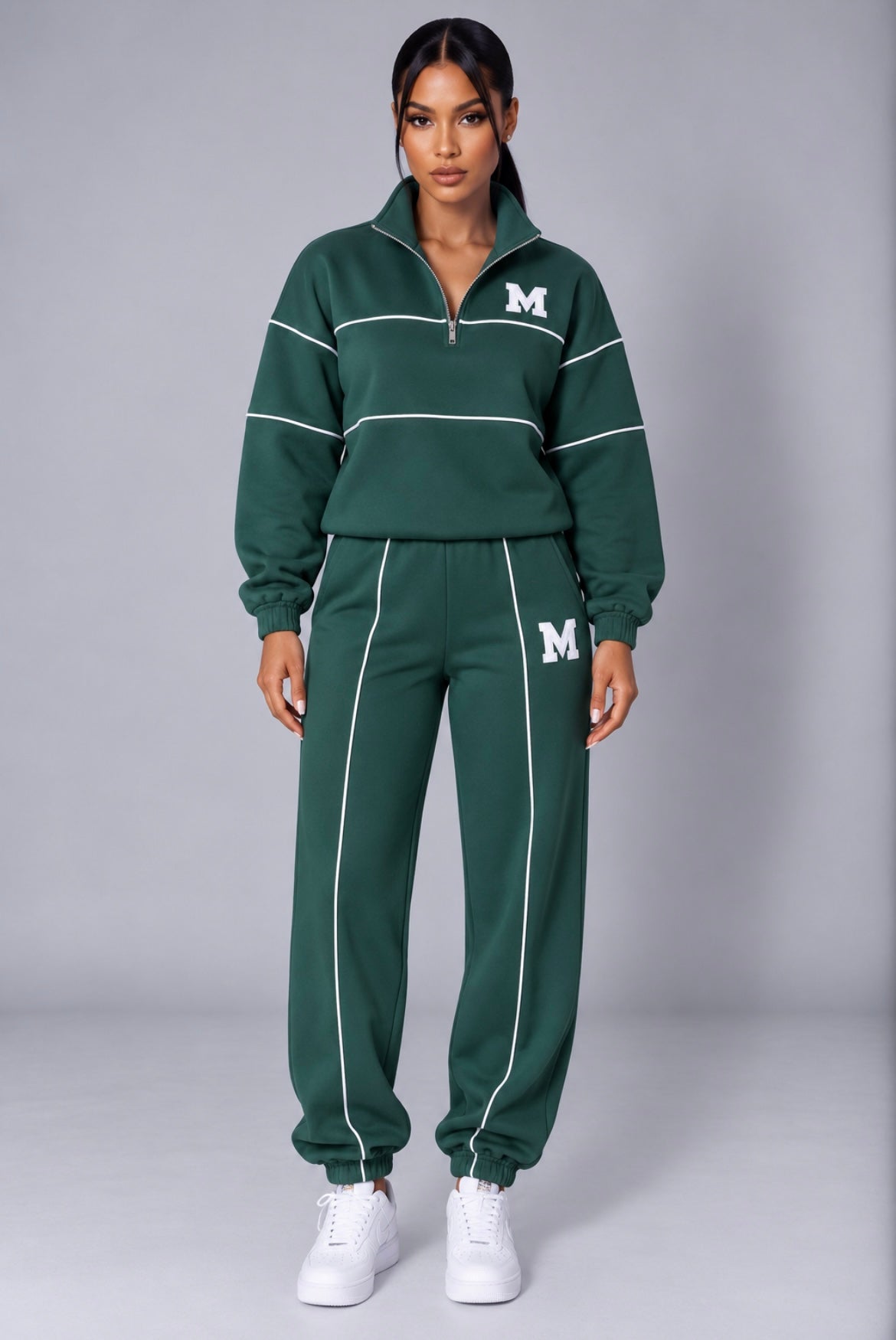 2-Piece Lounge Set Pullover Sweatshirt & Baggy Sweatpants