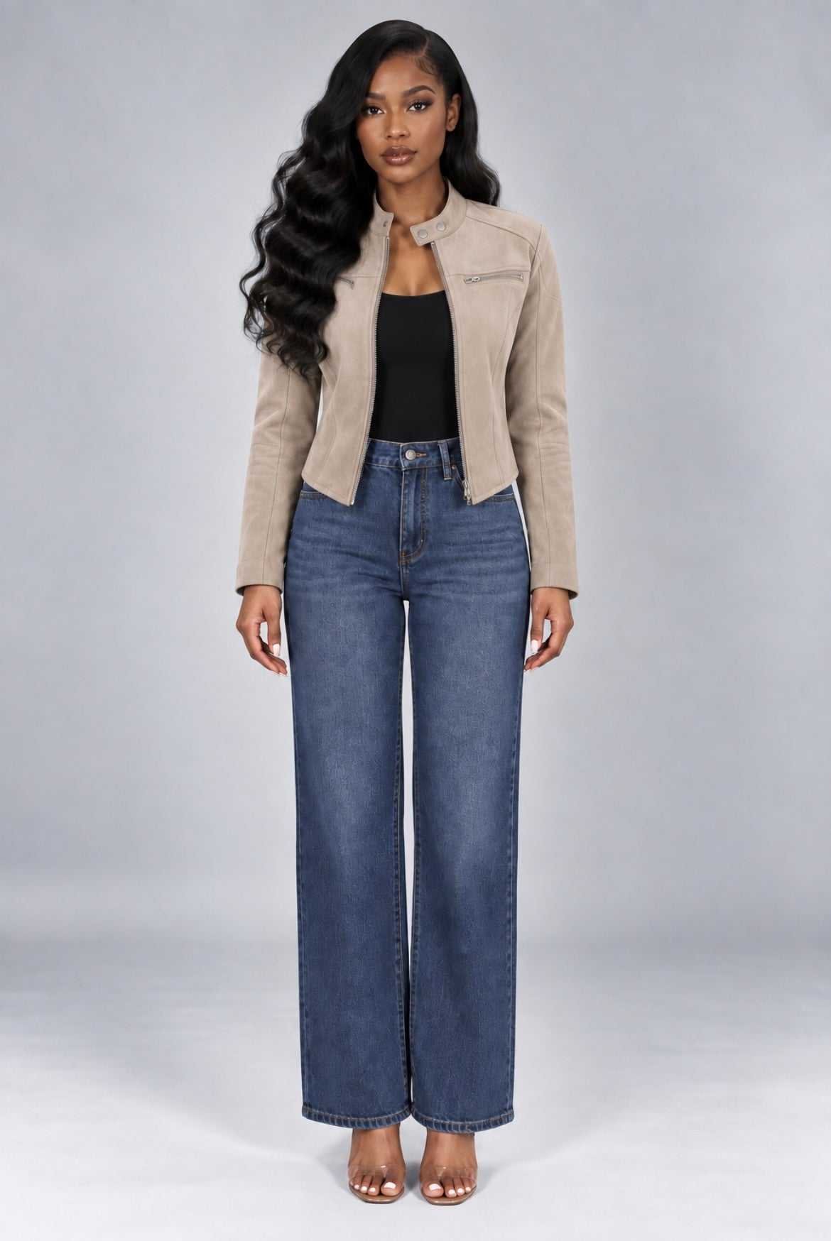 High Waist Suede Motorcycle Jacket Short Fashion Coat