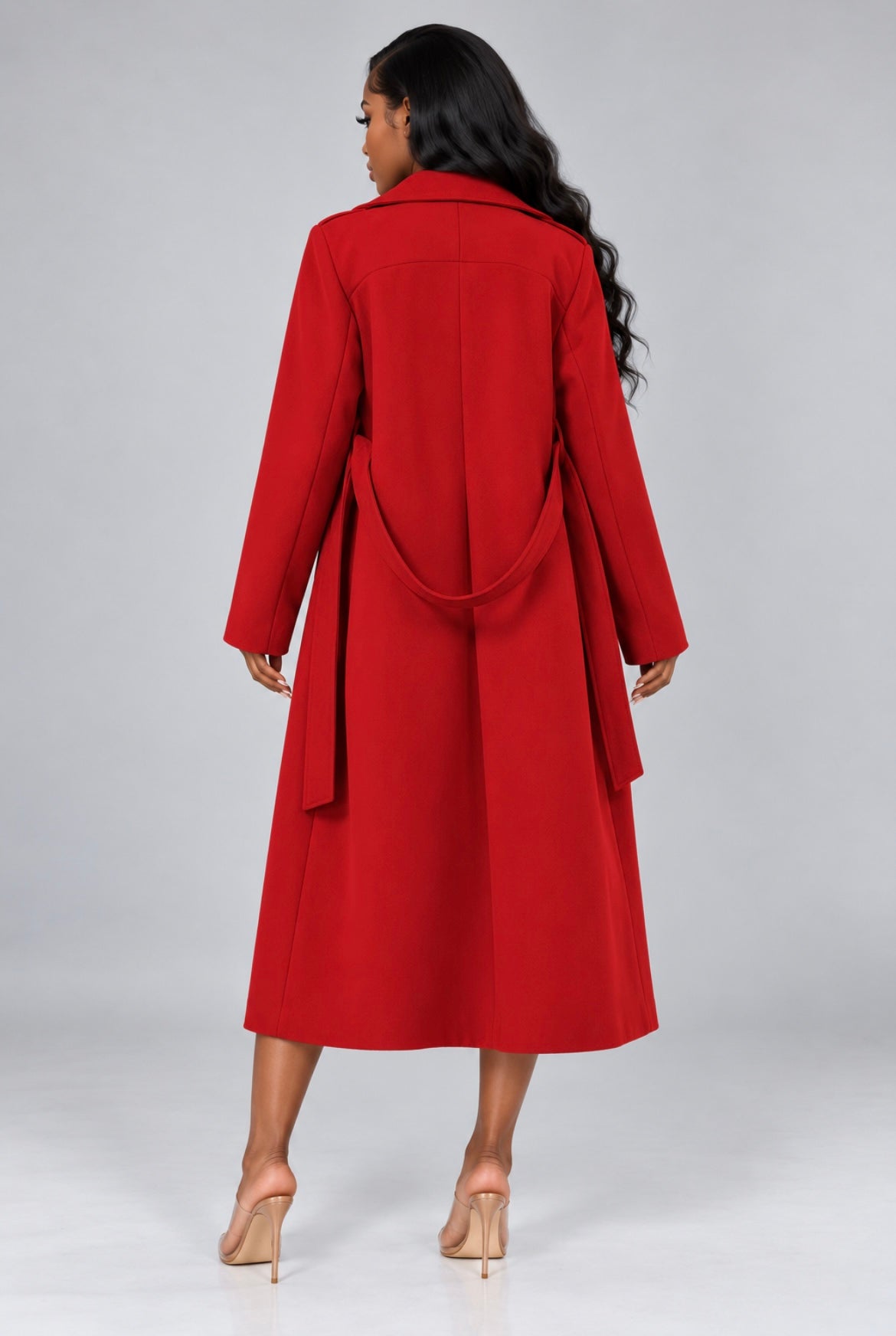 Double-Breasted Trench Coat with Belt Long Jacket