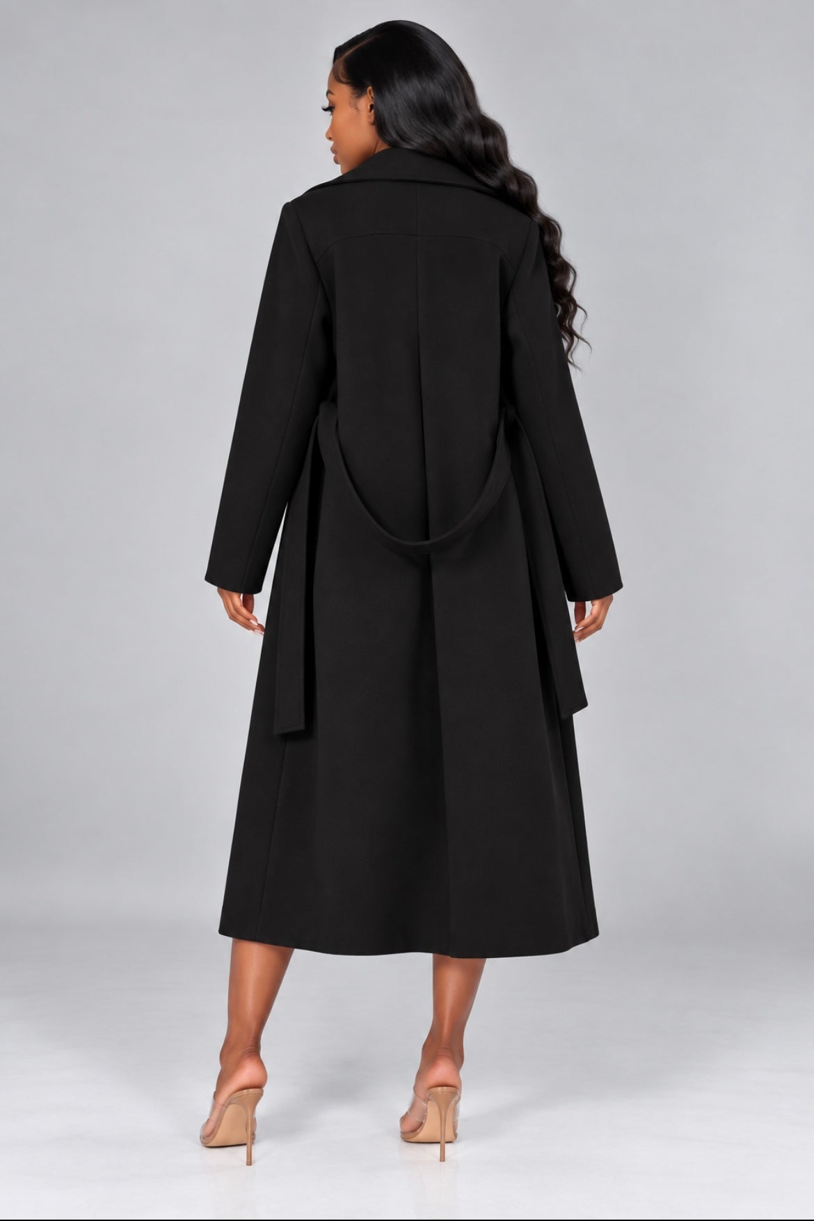 Double-Breasted Trench Coat with Belt Long Jacket