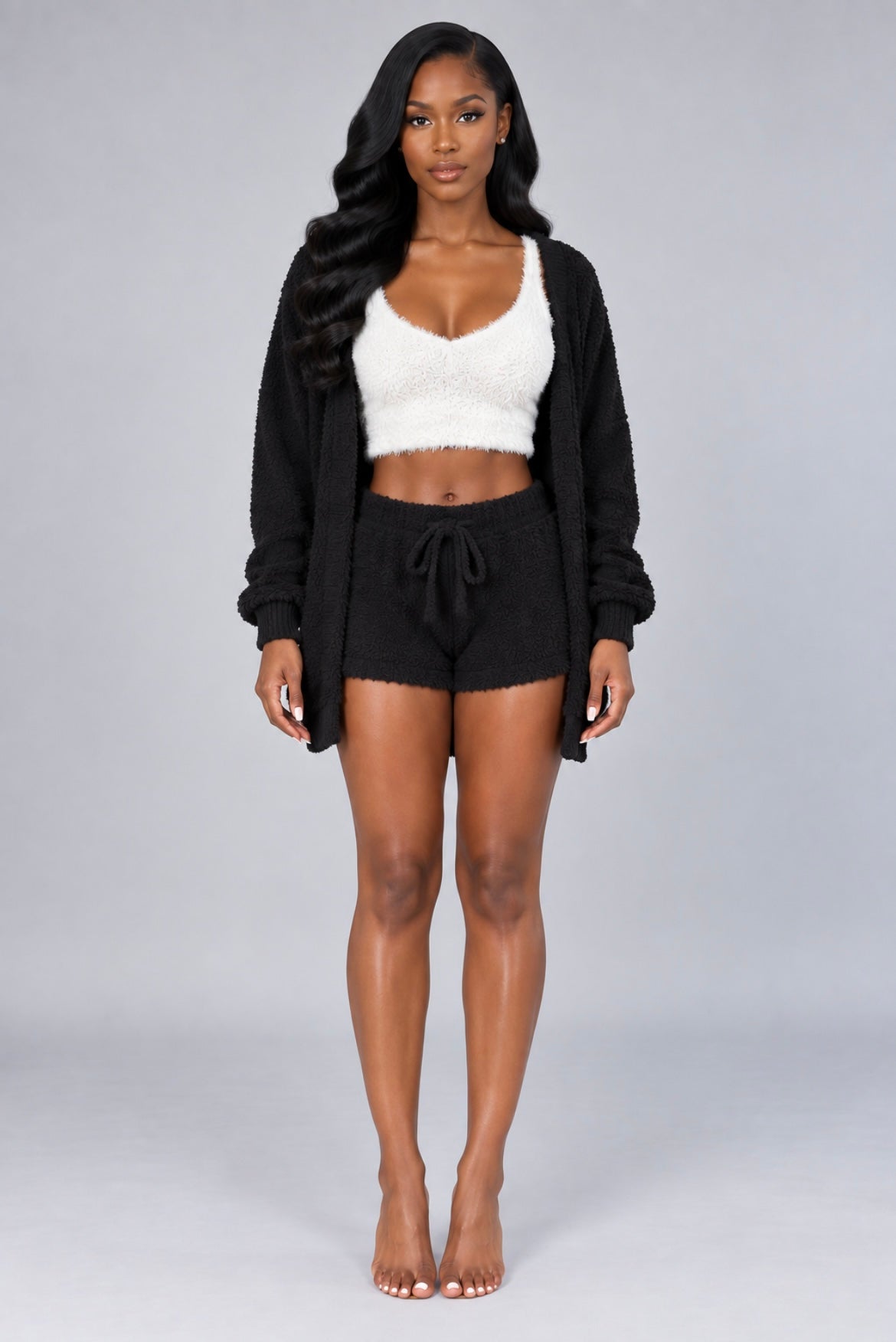 3 Piece Crop Tank Top And Shorts Pajama Set