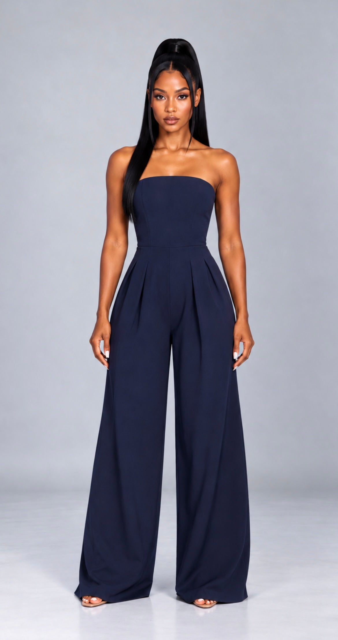 Strapless Jumpsuit, Backless Wide-Leg Tube Top Overalls