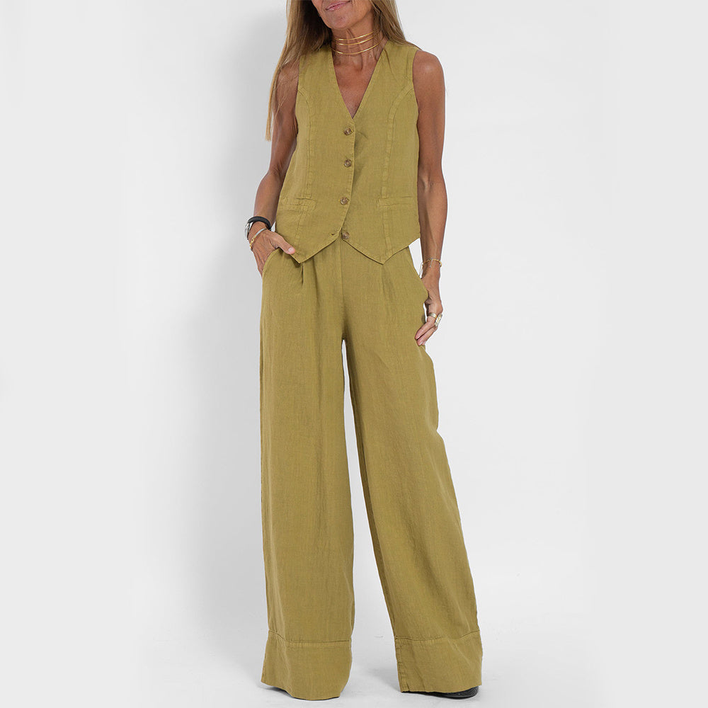 Top & Loose Straight Trousers Set