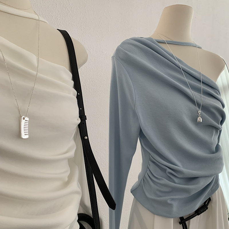 Women’s Slim Fit Long Sleeve T-Shirt, Solid Color Cotton Inner Top