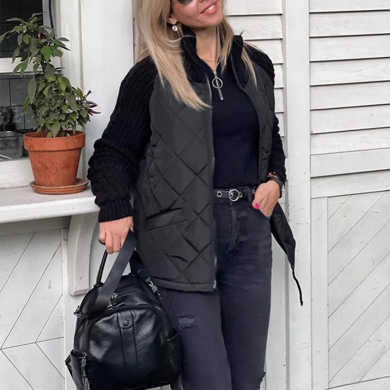 Stand Collar Cotton Jacket With Pockets