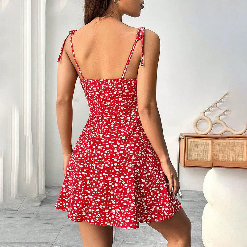 Floral Print A- Line Slimming Dress