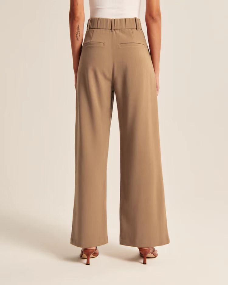High Waist Wide-Leg Trousers Straight Casual Pants with Pockets