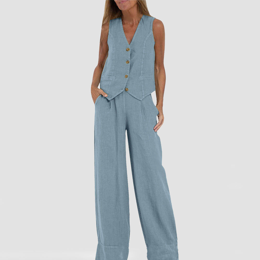 Top & Loose Straight Trousers Set