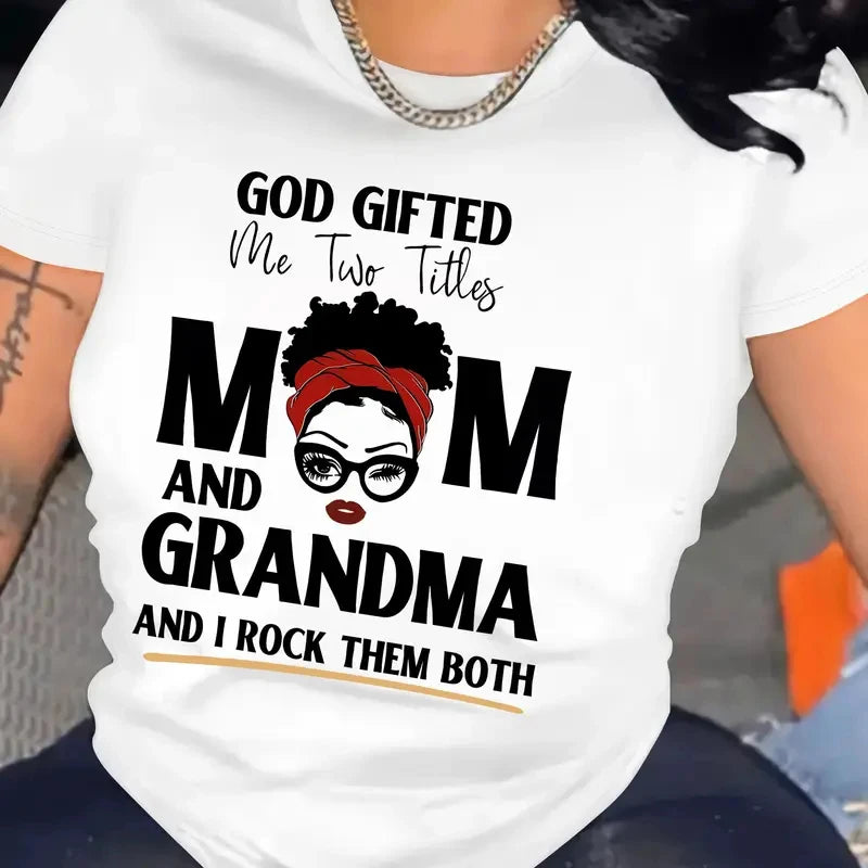 Mom & Grandma Letter T-Shirt for Gifts