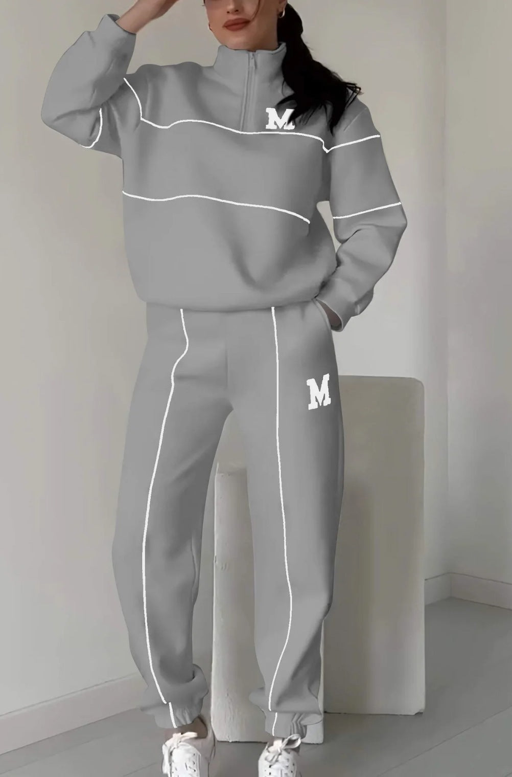 2-Piece Lounge Set Pullover Sweatshirt & Baggy Sweatpants
