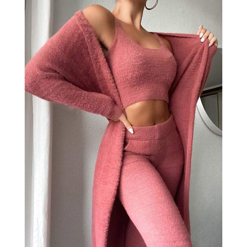 Cozy Pajama Set, 3 Piece Lounge Set, Cute Loungewear, Warm Suit Sets, Matching Set, Lounge Set, 3 Piece Pant Sets
