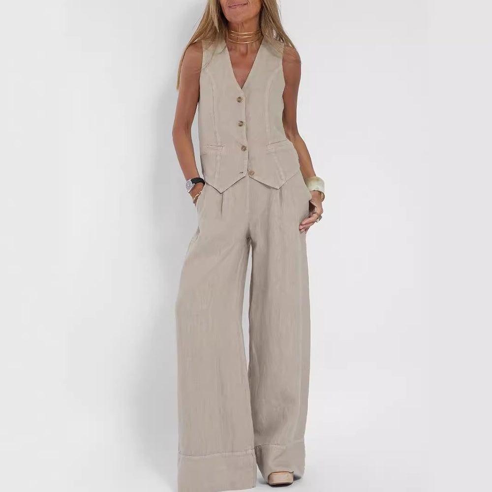 Top & Loose Straight Trousers Set