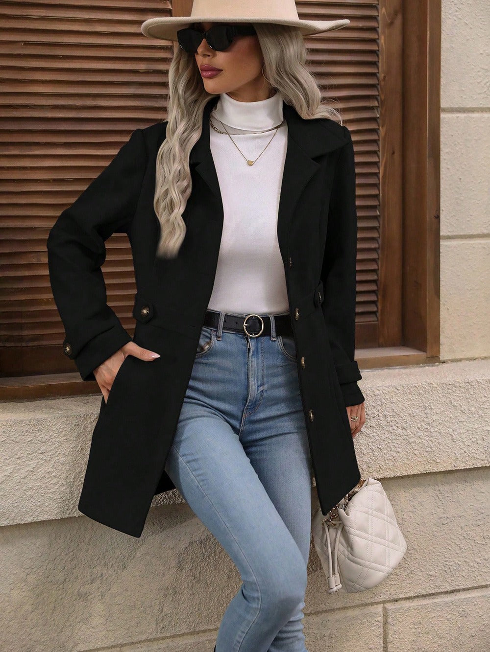 Elegant Single Breasted Woolen Coat