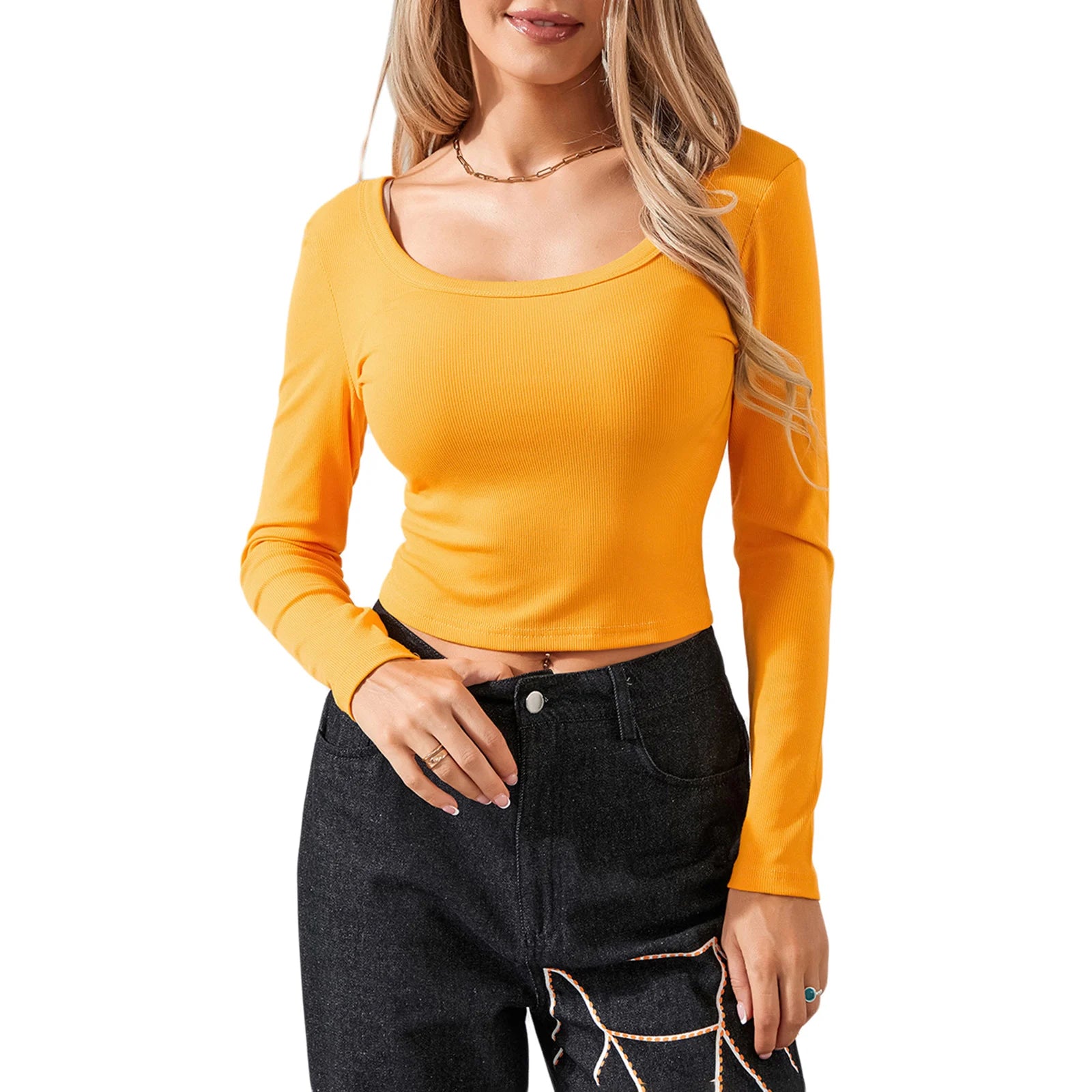 Scoop Neck Long Sleeve T-Shirts