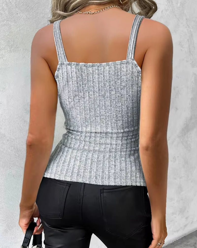 Casual V-Neck Sleeveless Plain 