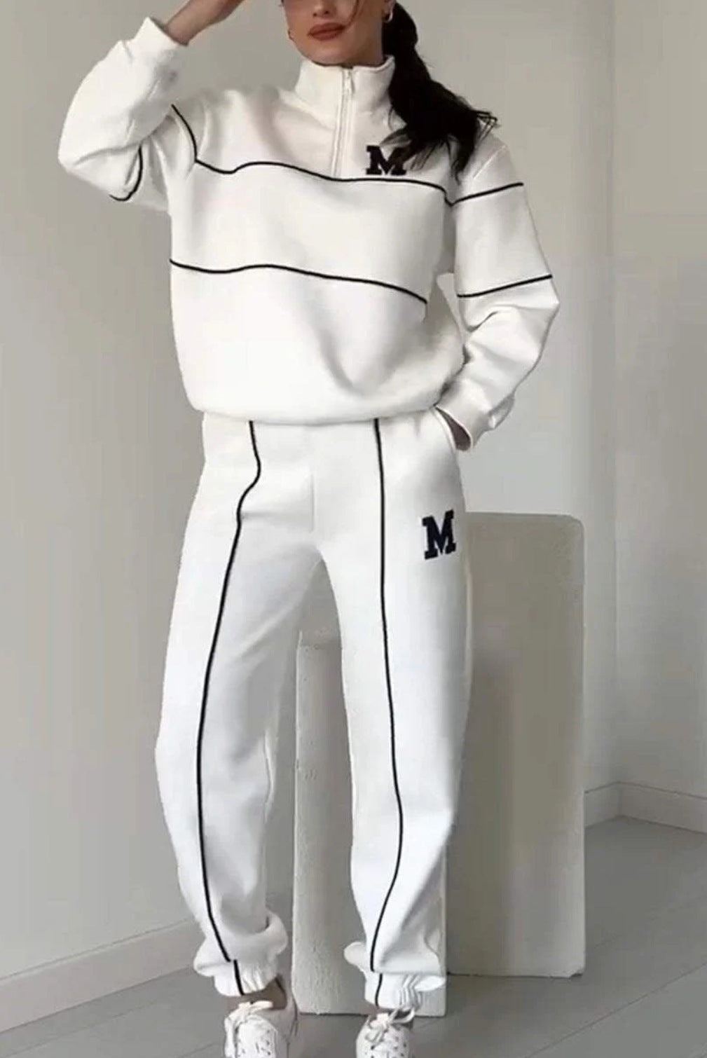 2-Piece Lounge Set Pullover Sweatshirt & Baggy Sweatpants