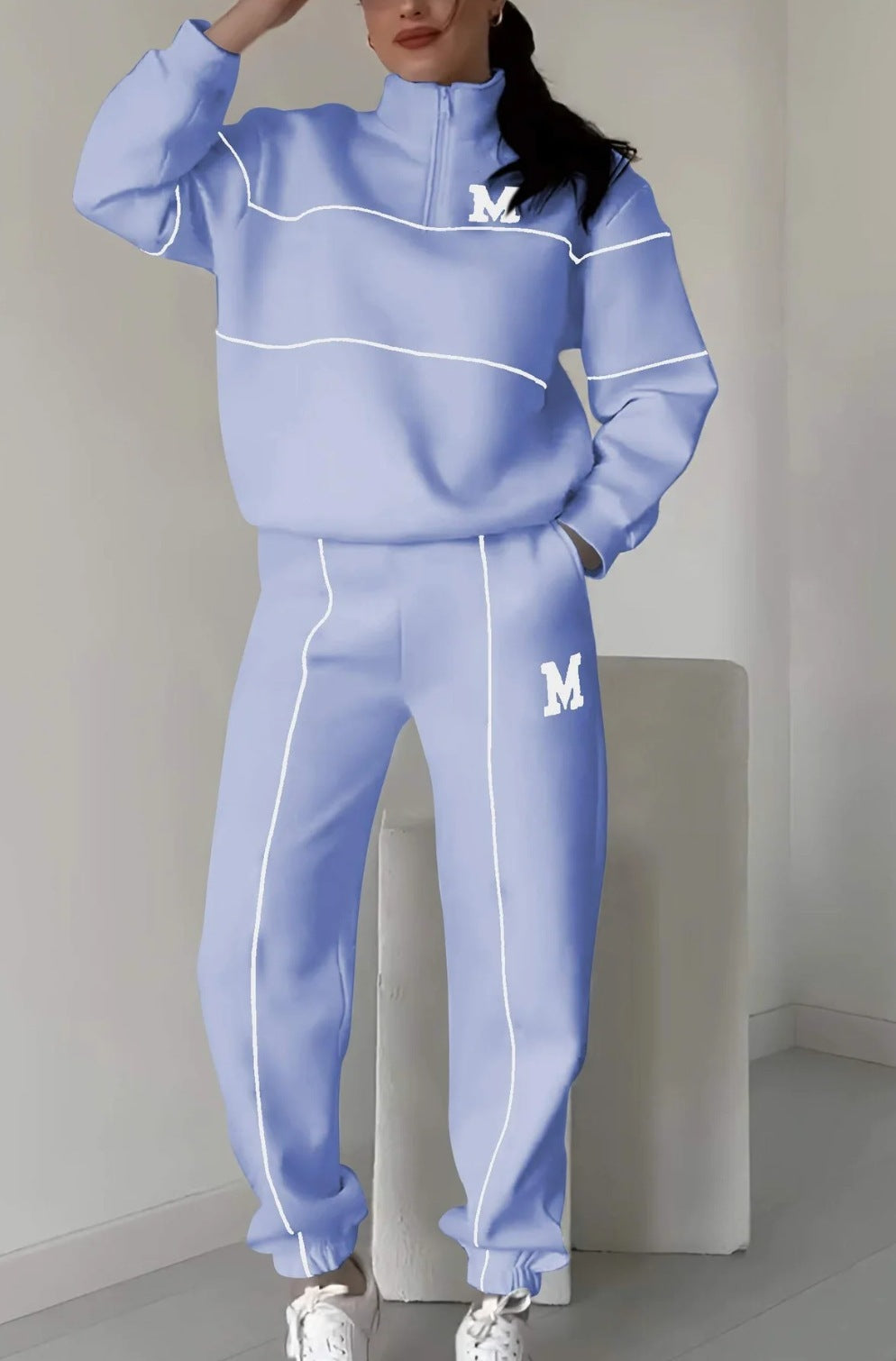 2-Piece Lounge Set Pullover Sweatshirt & Baggy Sweatpants