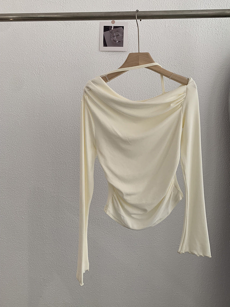 Women’s Slim Fit Long Sleeve T-Shirt, Solid Color Cotton Inner Top