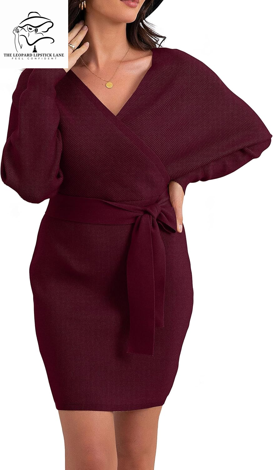 V Neck Batwing Backless Bodycon