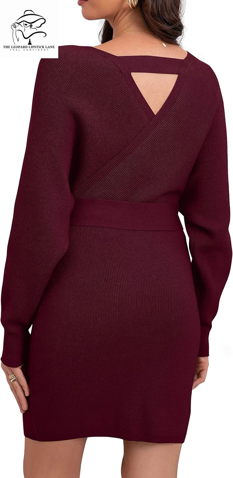 V Neck Batwing Backless Bodycon